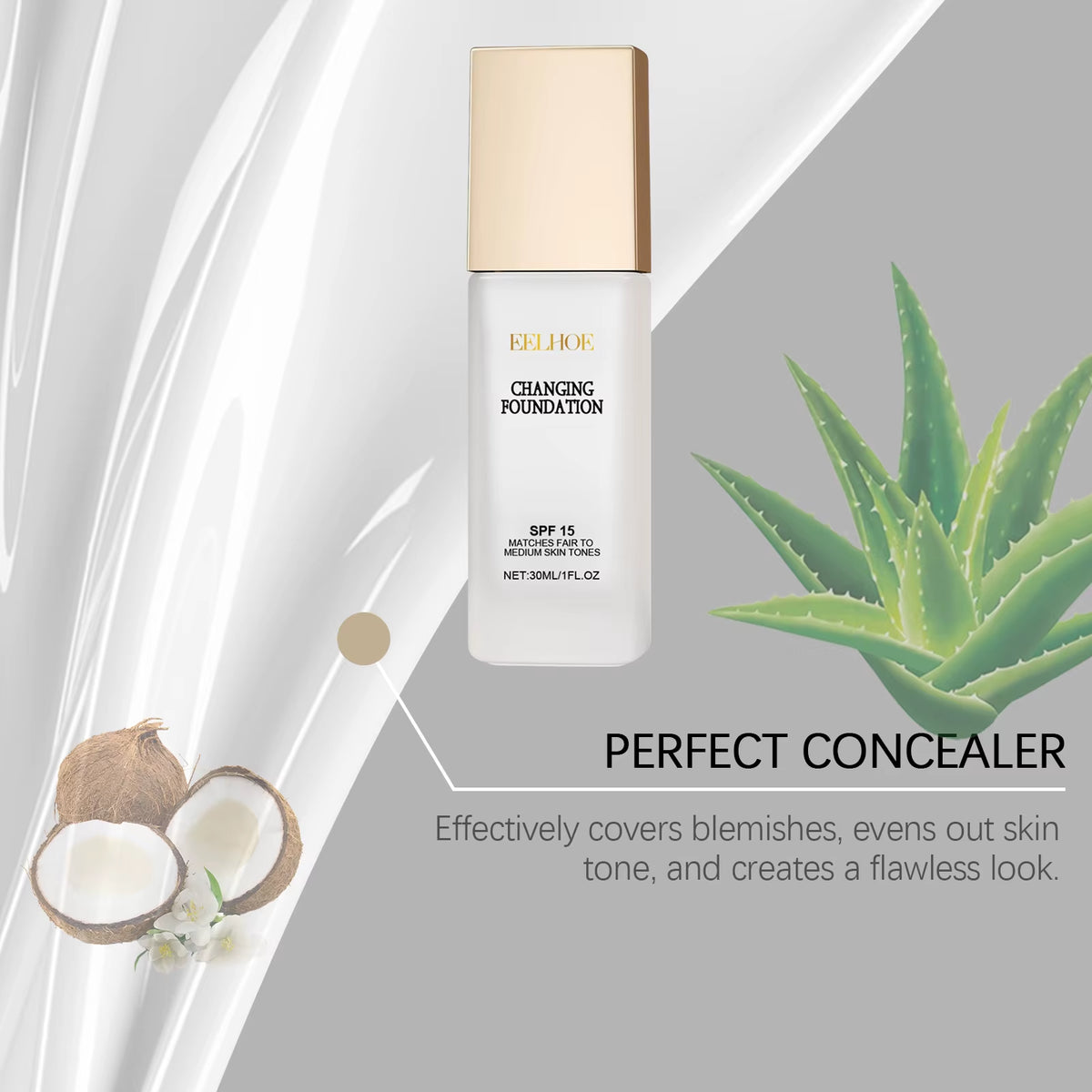 Spf 15 Colour Changing Foundation Full Coverage Waterproof Makeup of the Face Brightening Mature Skin Foundation Cosmetics 30Ml